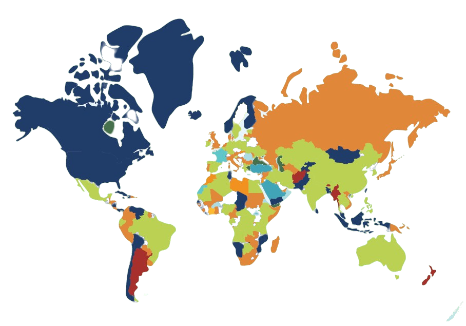 World map with access colors